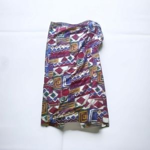 New York Studio Geometric Print Vintage Faux Wrap Skirt